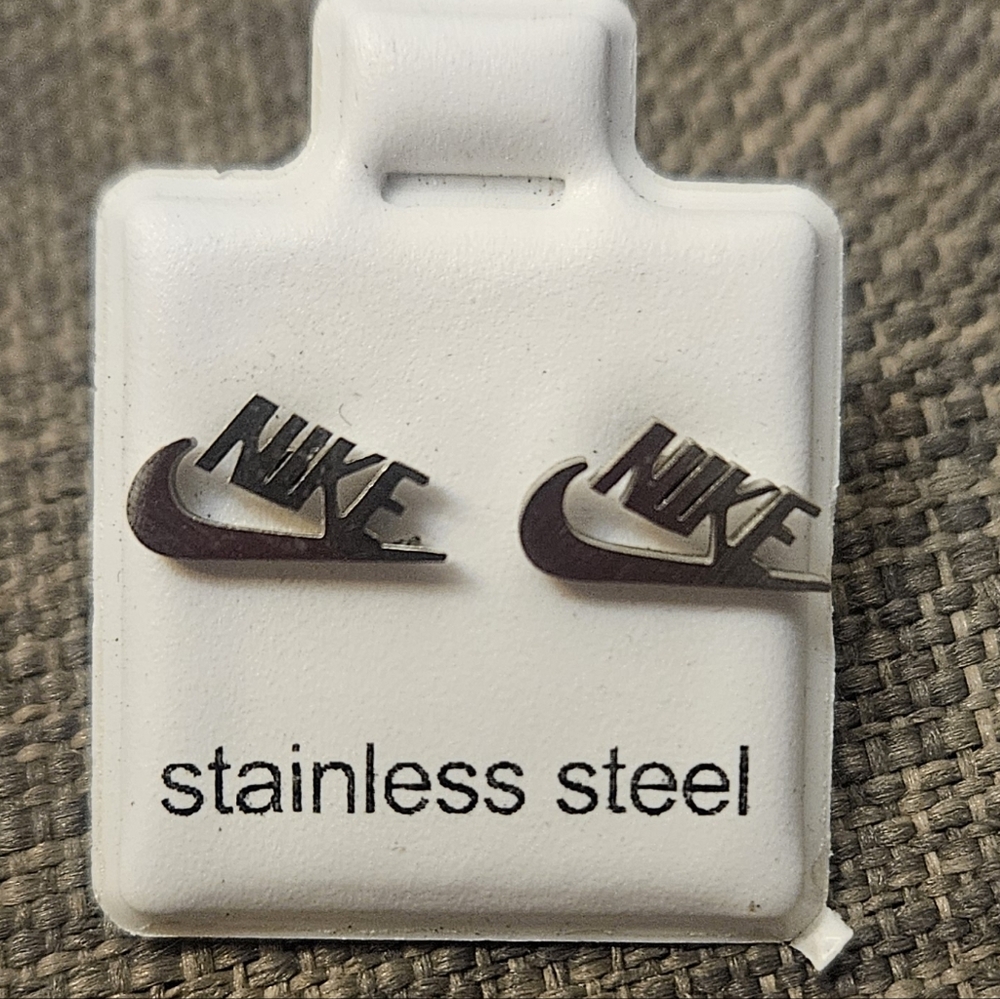 Nike & Addidas Gold & Silver Black Stainless Steel Earrings - Picture 3 of 5